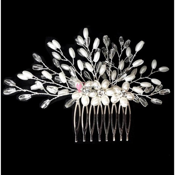 Accesoriu elegant pentru decor par AP037 Argintiu cu cristale